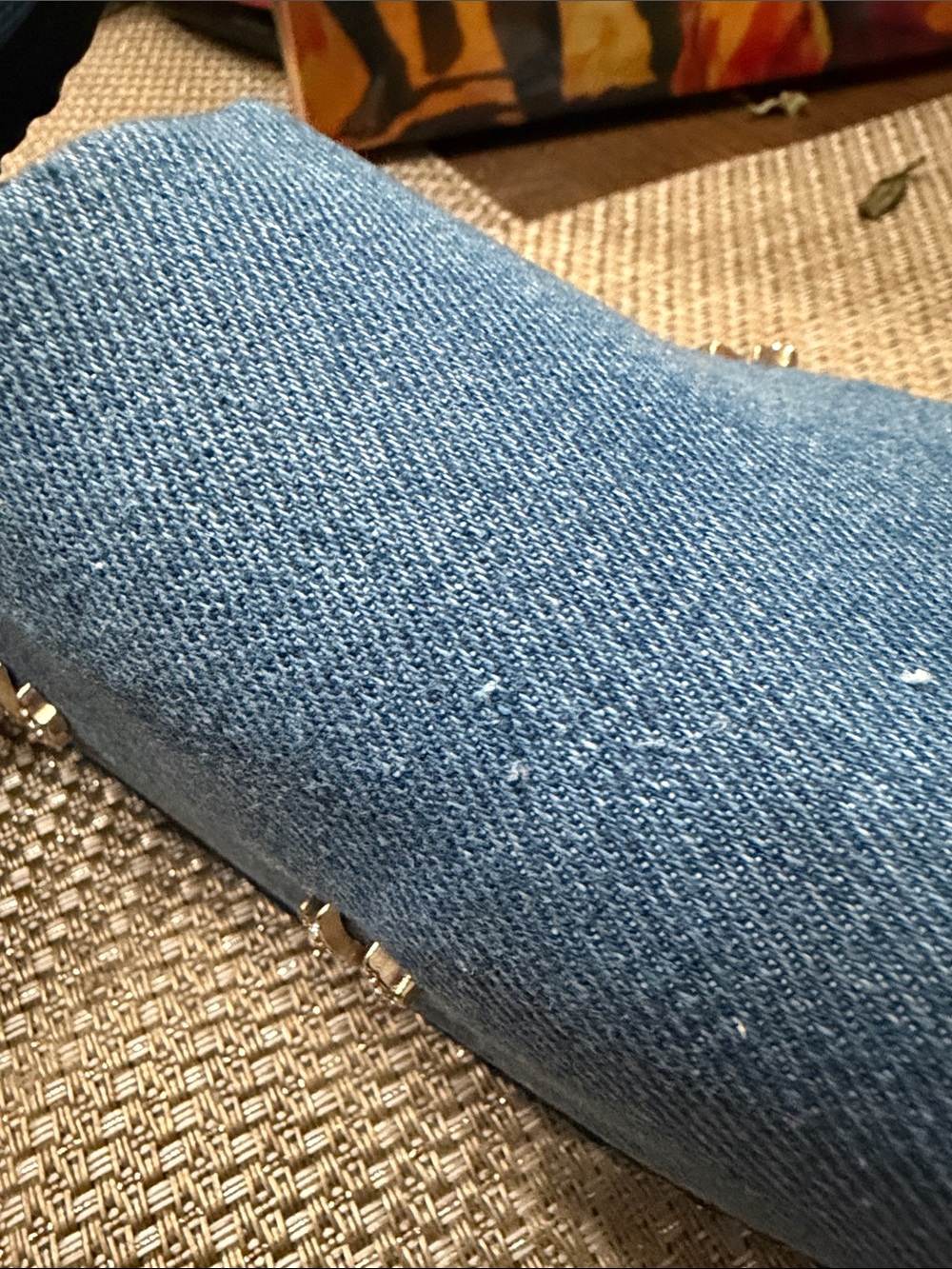 True Religion Denim Blue Slip-On Mules with Horseshoe Studs - Picture 13 of 17